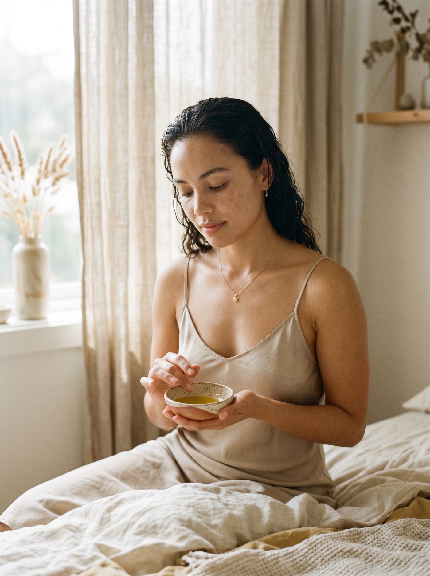 Editorial wellness shot — morning ritual